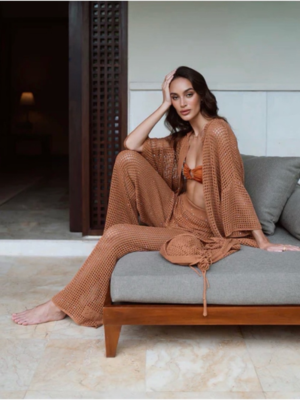Woven Cover-Up Pants Rust Brown - Resortwear